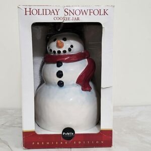 vintage y2k 2005 Publix Holiday Snowfolk Snowman Cookie Jar Limited Edition
